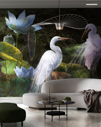 Wonderwall 35 0486 03 Bianco - mural żurawie