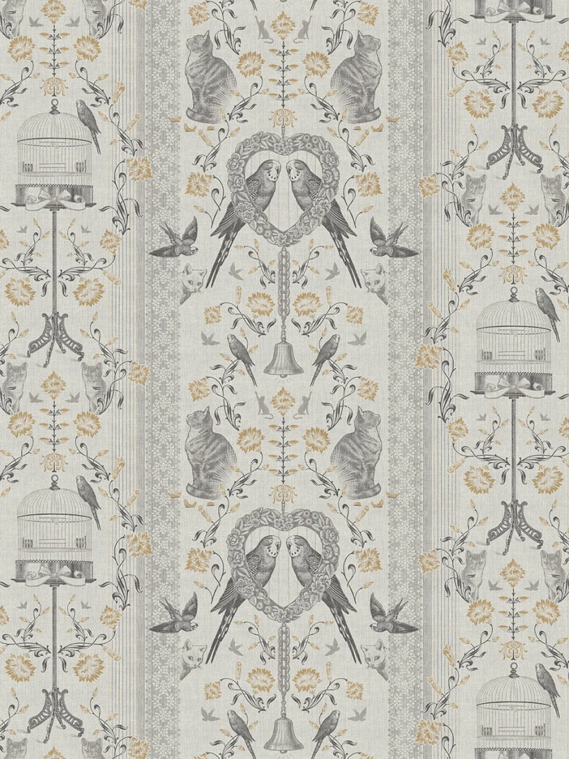 Divine Savages DVS124 Bye Bye Birdie! Buttercup - tapeta art-deco w ptaki i koty