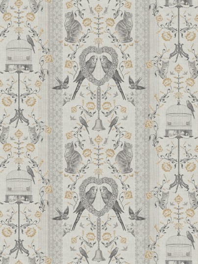 Divine Savages DVS124 Bye Bye Birdie! Buttercup - tapeta art-deco w ptaki i koty