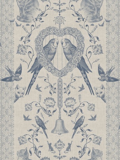 Divine Savages DVS115 Bye Bye Birdie! Delf - tapeta art-deco w ptaki i koty