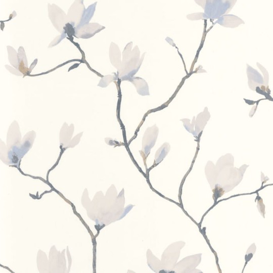 Casadeco 82369154 Gardens Florescence Suzhou Gris Bleute - tapeta w magnolie