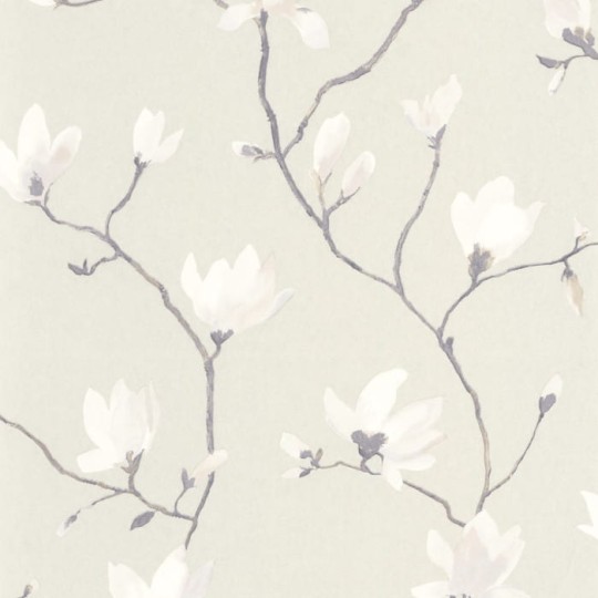 Casadeco 82360612 Gardens Florescence Suzhou Blanc Coton - tapeta w magnolie