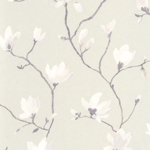 Casadeco 82360612 Gardens Florescence Suzhou Blanc Coton - tapeta w magnolie