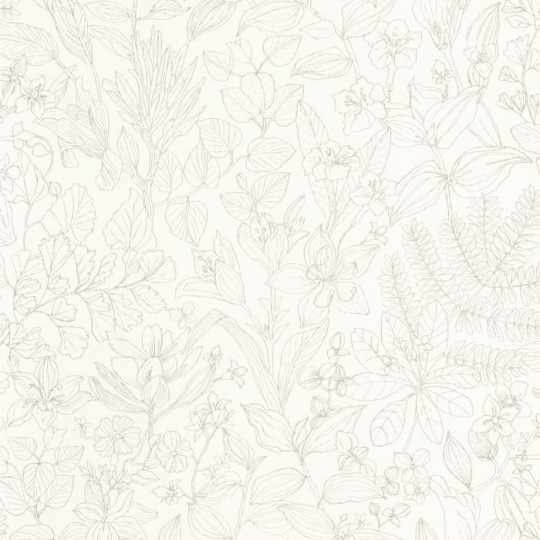Casadeco 87591056 Gardens Esquisse Beige Lin - tapeta zarysy kwiatów i liści
