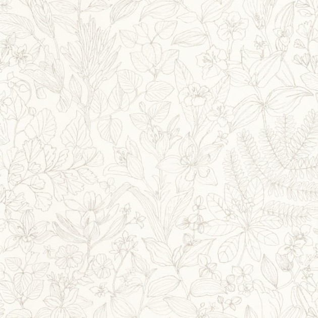 Casadeco 87591056 Gardens Esquisse Beige Lin - tapeta zarysy kwiatów i liści