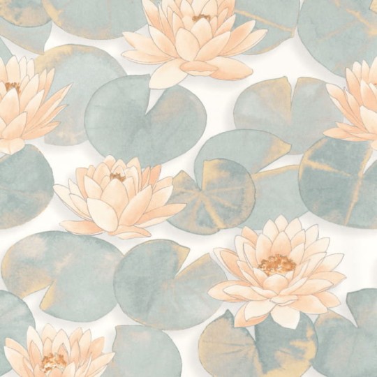 Casadeco 87633219 Gardens Nymphea Corail - tapeta w lilie wodne