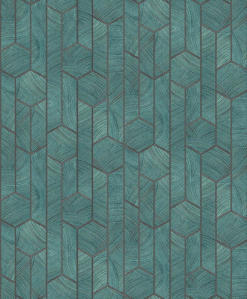 Khroma SUM104 Summer Kantha Teal - tapeta geometryczna