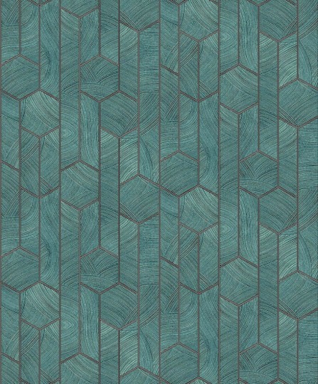 Khroma SUM104 Summer Kantha Teal - tapeta geometryczna