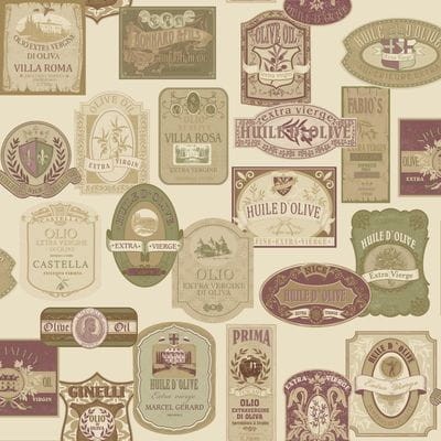 Tapeta Galerie Aquarius G12112 Olive Labels Olive Aubergine