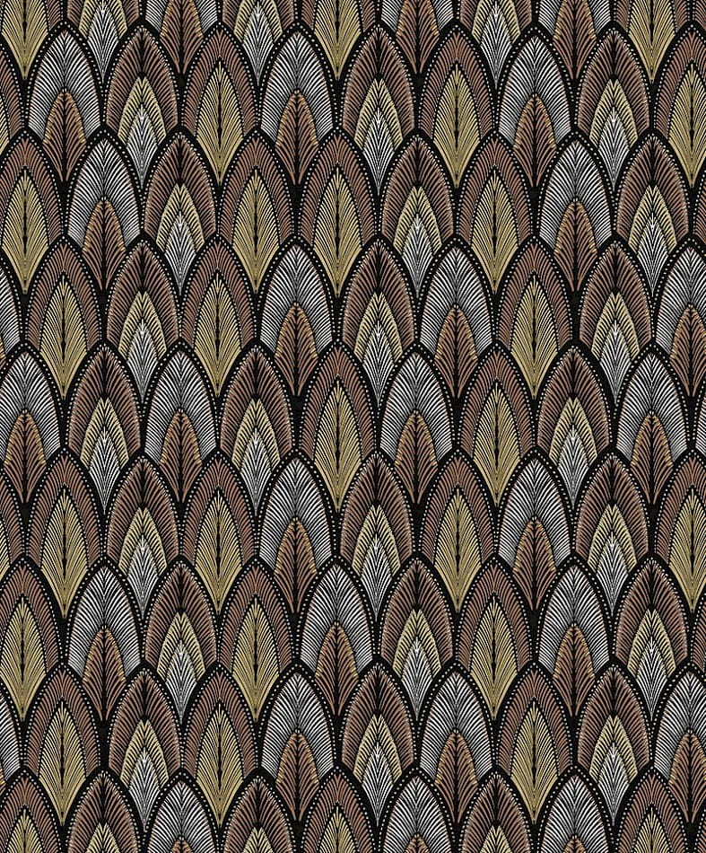Khroma SUM402 Summer Dabu Gold - tapeta geometryczna w liście
