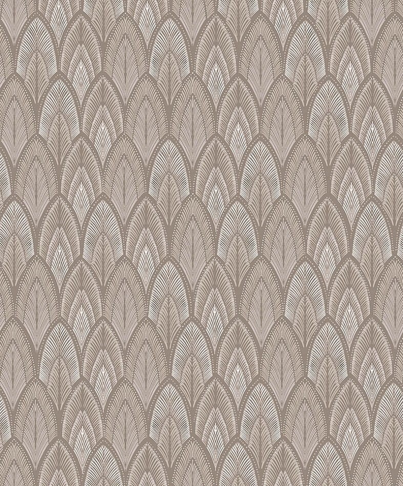Khroma SUM404 Summer Dabu Taupe - tapeta geometryczna w liście