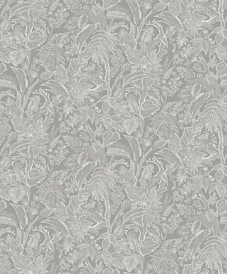 Khroma SUM501 Summer Onikar Silver - tapeta w rysunki liści i kwiatów