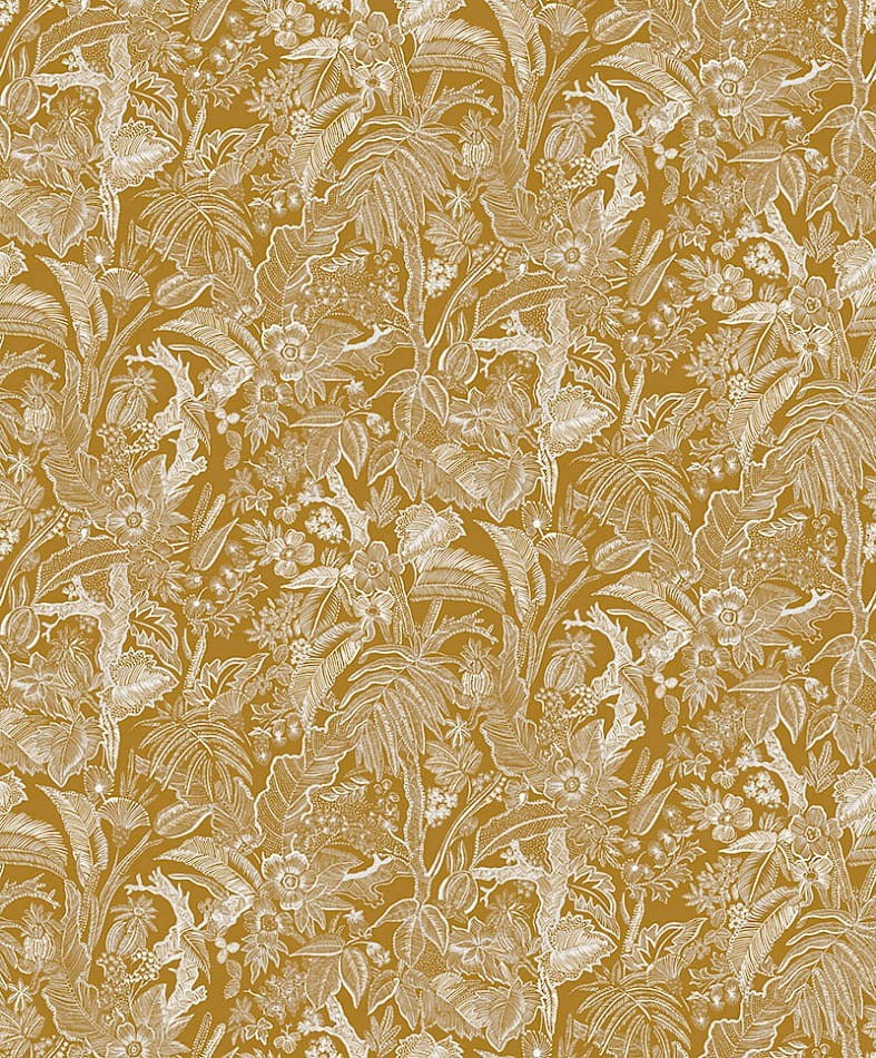 Khroma SUM502 Summer Onikar Gold - tapeta w rysunki liści i kwiatów
