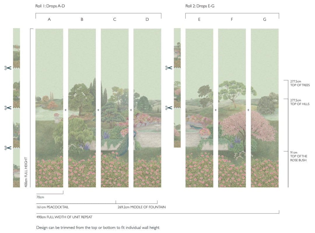 Cole&Son 120/1004 The Gardens Idyll - mural z angielskim ogrodem (zestaw 2 rolek)