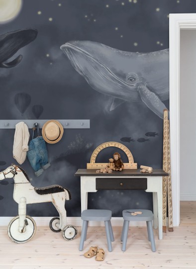 Boras Tapeter 9458W Studio Whales in the sky - mural w wieloryby