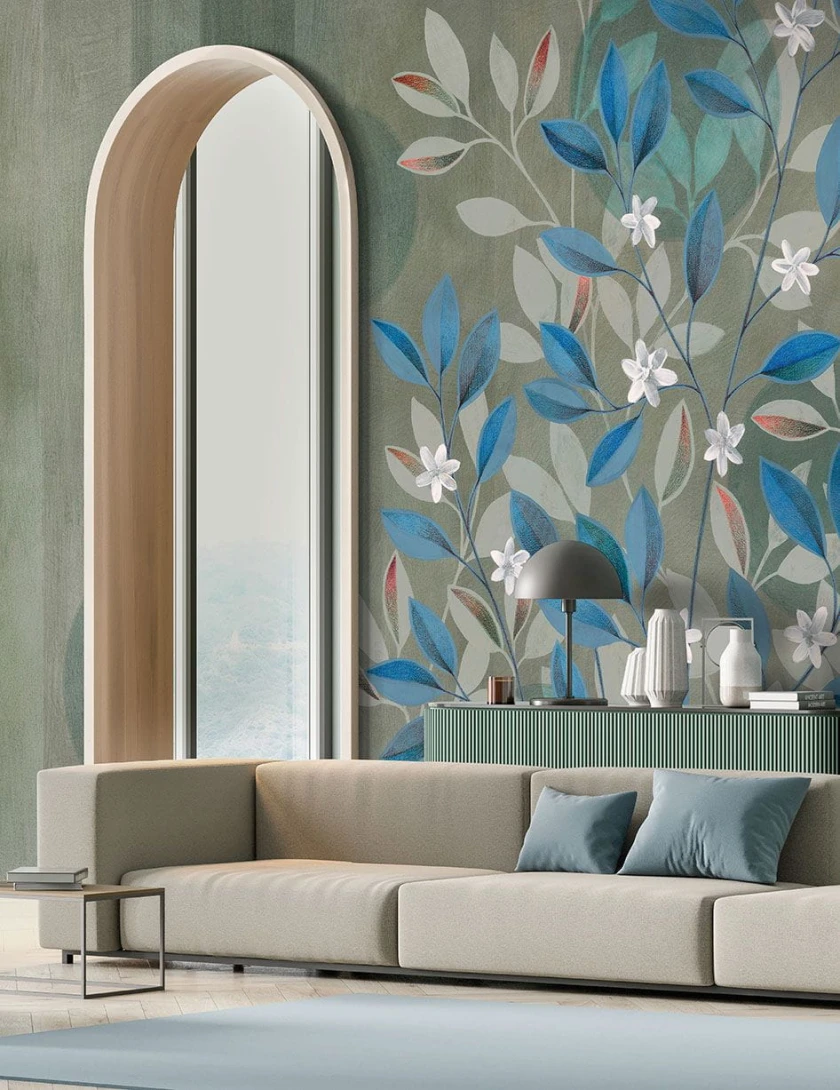 Wallpepper FF-02-A 2022 Pois verts - mural w kwiaty i liście