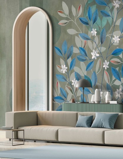 Wallpepper FF-02-A 2022 Pois verts - mural w kwiaty i liście