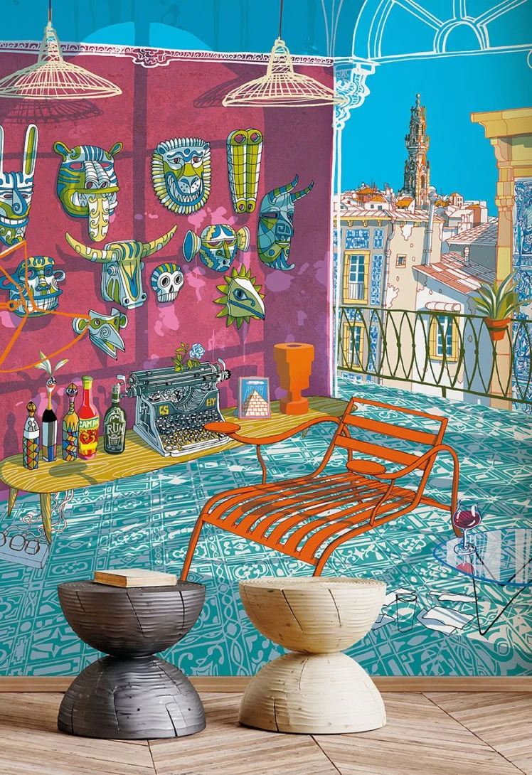 Wallpepper CS-11-A Capsule Carlo Stanga Sky in a room, Porto - mural z motywem dachu w Porto