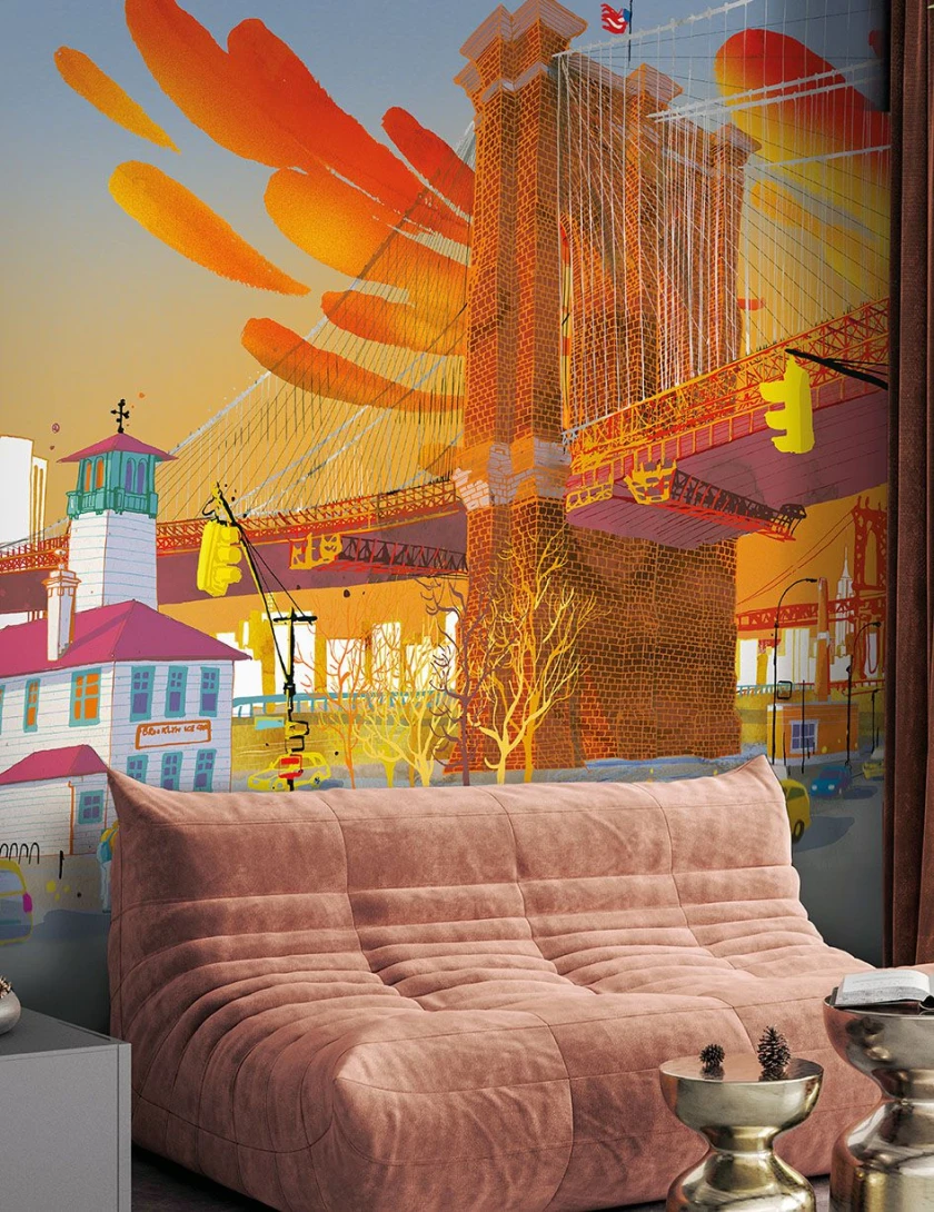 Wallpepper CS-07-A Capsule Carlo Stanga Brooklyn Bridge, New York - mural z motywem mostu Most Brooklyn w Nowym Jorku