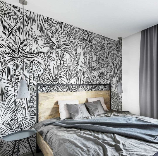 Wallpepper ACG-38-A 2022 Inked tropical - mural w palmy