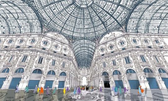 Wallpepper CS-02-A Capsule Carlo Stanga Galleria - mural z motywem Galerii Vittorio Emanuele II w Mediolanie