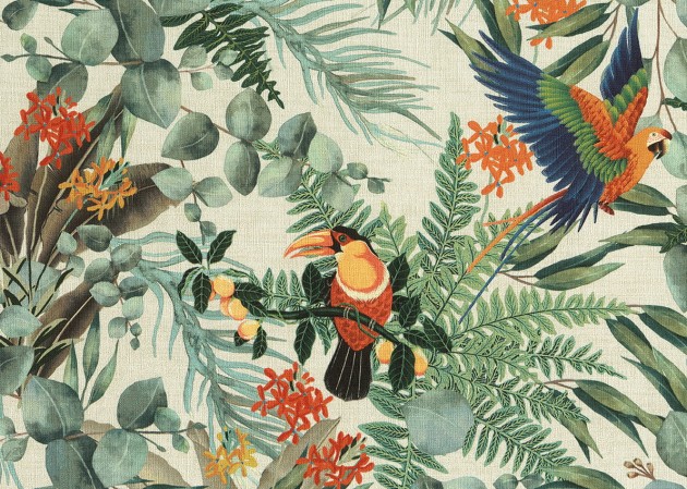 J&V 181 Lemuria Parrots 6520 - tapeta tropikalna