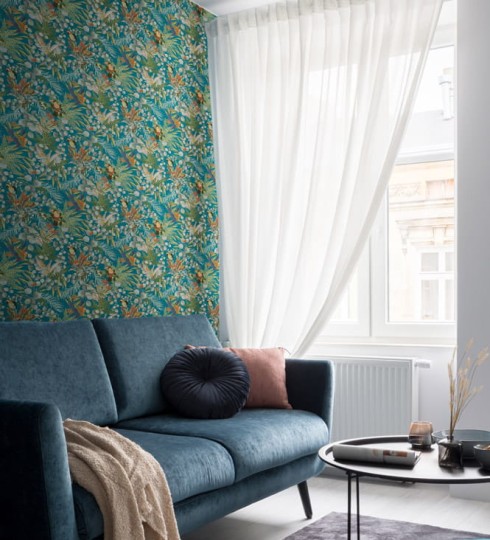 J&V 181 Lemuria Parrots 6520 - tapeta tropikalna