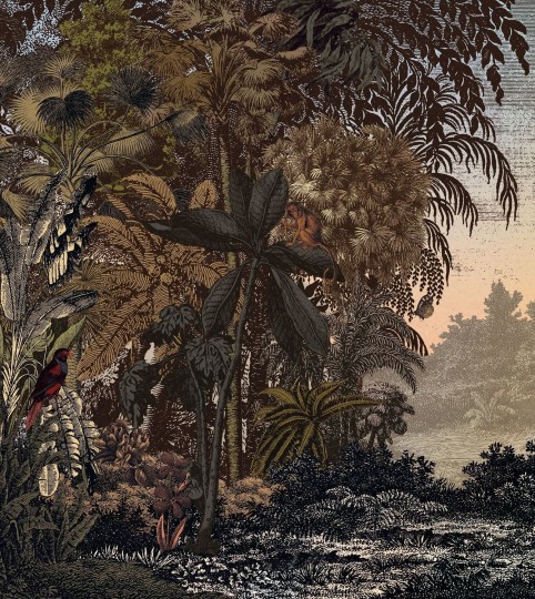 Casadeco 102442074 Beauty Full Image 2 Panoramique Fantasy Landscape - mural z dżunglą