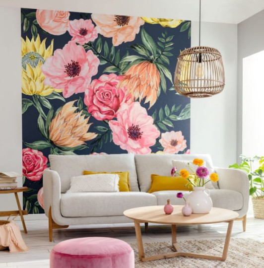 Casadeco 102026043 Beauty Full Image 2 Flower Power Blossom - mural z nocnym lasem
