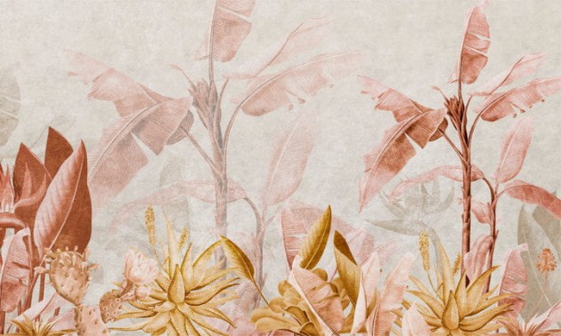 Wall Art Originals Rainforest Rust - mural w liście bananowca