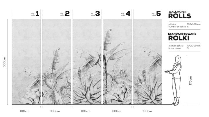 Wall Art Originals Rainforest Sketch - mural w liście bananowca