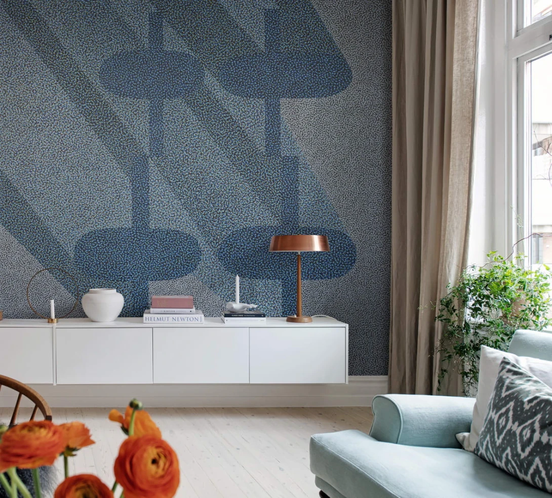 Rebel Walls R19327 Mic Linder Birdseye Blue - mural ptasie oko