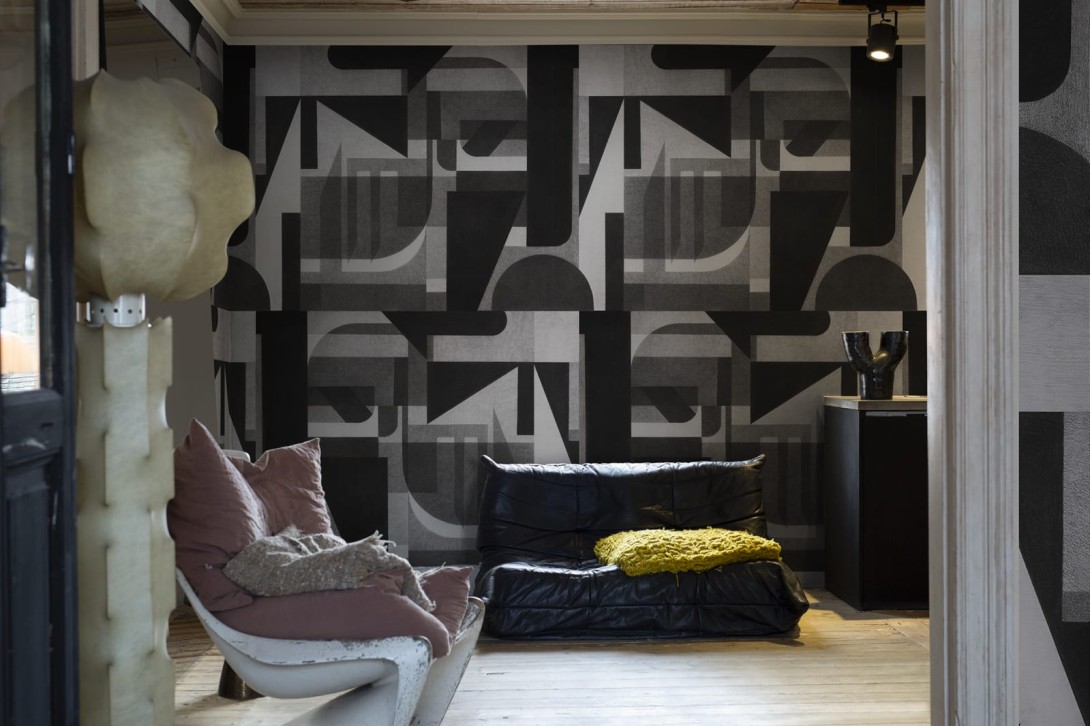 Rebel Walls R19285 Mic Linder Vaasa Graphite - mural geometryczny