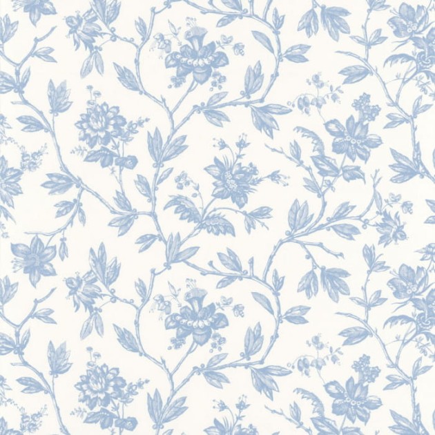 Casadeco 87966726 Les Belles Toiles De Jouy Rosa Bleu Faience - tapeta w róże