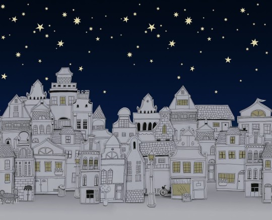 Rebel Walls R18211 Wonder World Star Town Night - mural z nocnym miastem