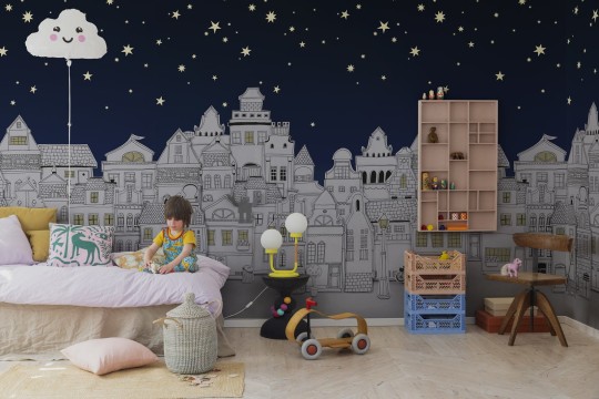 Rebel Walls R18211 Wonder World Star Town Night - mural z nocnym miastem