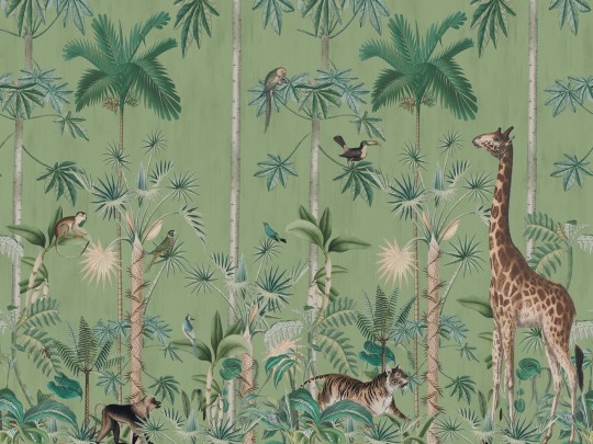 Rebel Walls R16793 Wonder World Giraffe's Stroll Emerald - mural z dżunglą