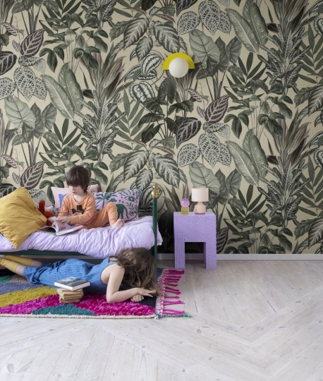 Rebel Walls R14594 Wonder World Mischievous Monkeys Sunshine - mural z małpkami