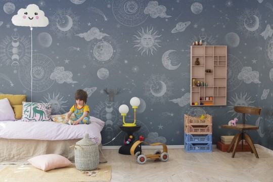 Rebel Walls R18433 Wonder World In The Sky Blue - mural z kosmosem