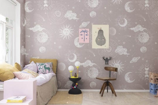 Rebel Walls R18434 Wonder World In The Sky Pink - mural z kosmosem