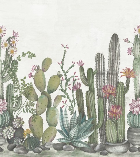 Rebel Walls R18452 Wonder World Playfull Cactus Ivory - mural z kaktusami