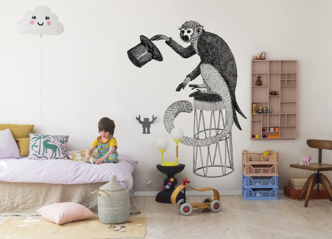 Rebel Walls R18205 Wonder World Circus Animal Mr Monkey - mural z małpką