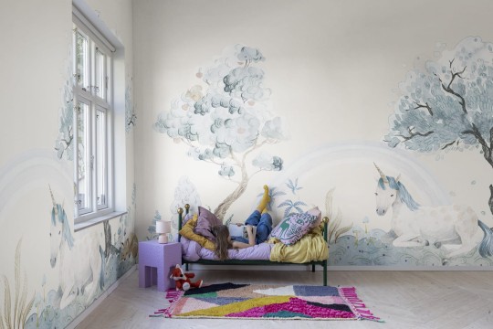 Rebel Walls R18183 Wonder World Unicorn Dream Sky - mural z jednorożcem