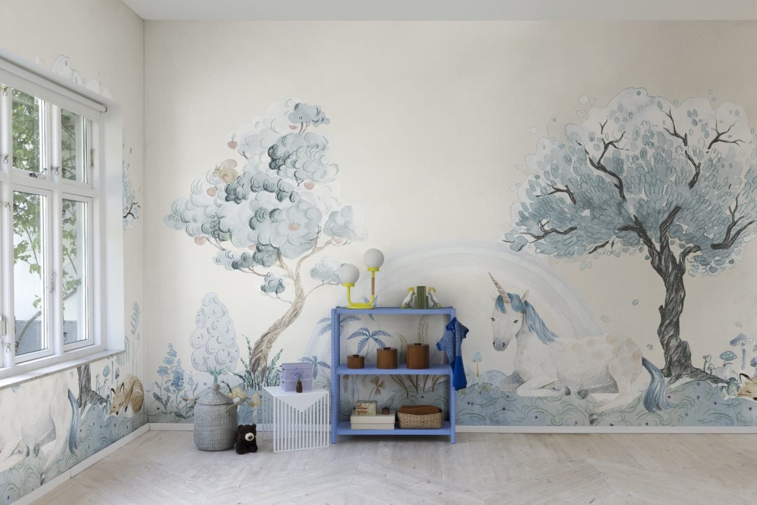 Rebel Walls R18183 Wonder World Unicorn Dream Sky - mural z jednorożcem