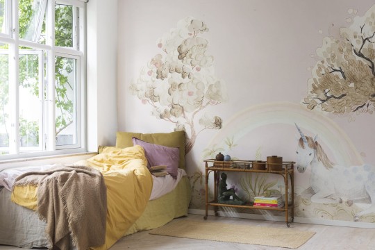 Rebel Walls R18182 Wonder World Unicorn Dream Bubblegum - mural z jednorożcem