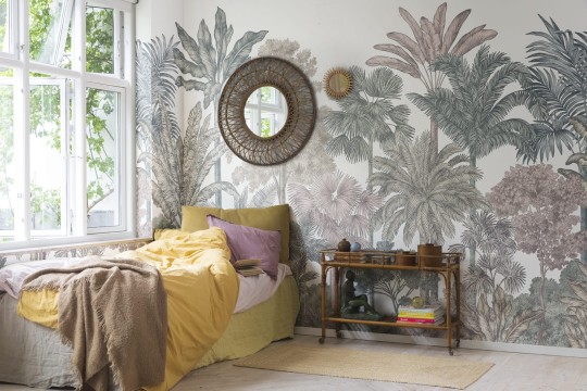 Rebel Walls R17593 Wonder World Tropical Bellewood Bubblegum - mural z lasem tropikalnym