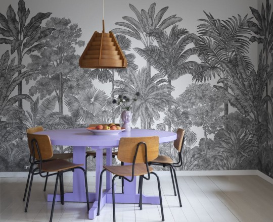 Rebel Walls R17594 Wonder World Tropical Bellewood Graphite - mural z lasem tropikalnym