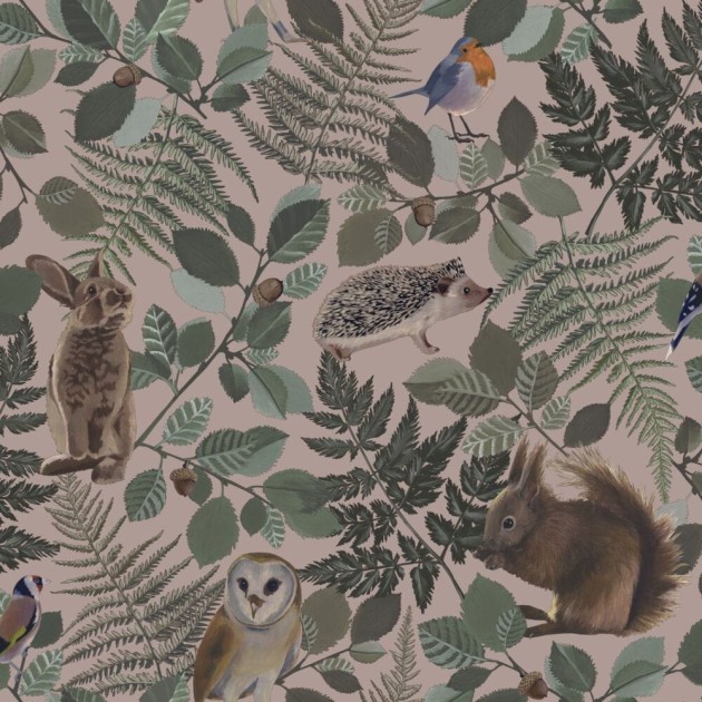 Esta 139252 Forest Friends - tapeta w leśne zwierzątka na różowym tle