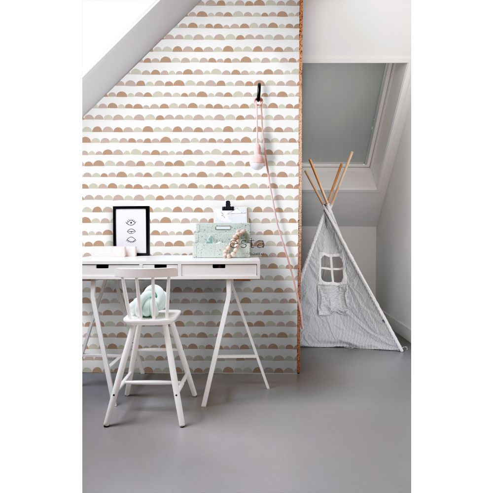 Esta 139266 Forest Friends - tapeta geometryczna w pastelowe górki
