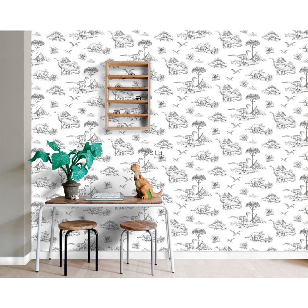 Esta 139269 Forest Friends - tapeta w dinozaury na białym tle